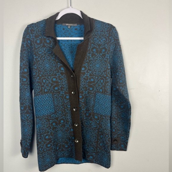 Sol Alpaca Blue Button Up Cardigan silk/baby alpaca size small - Picture 1 of 6